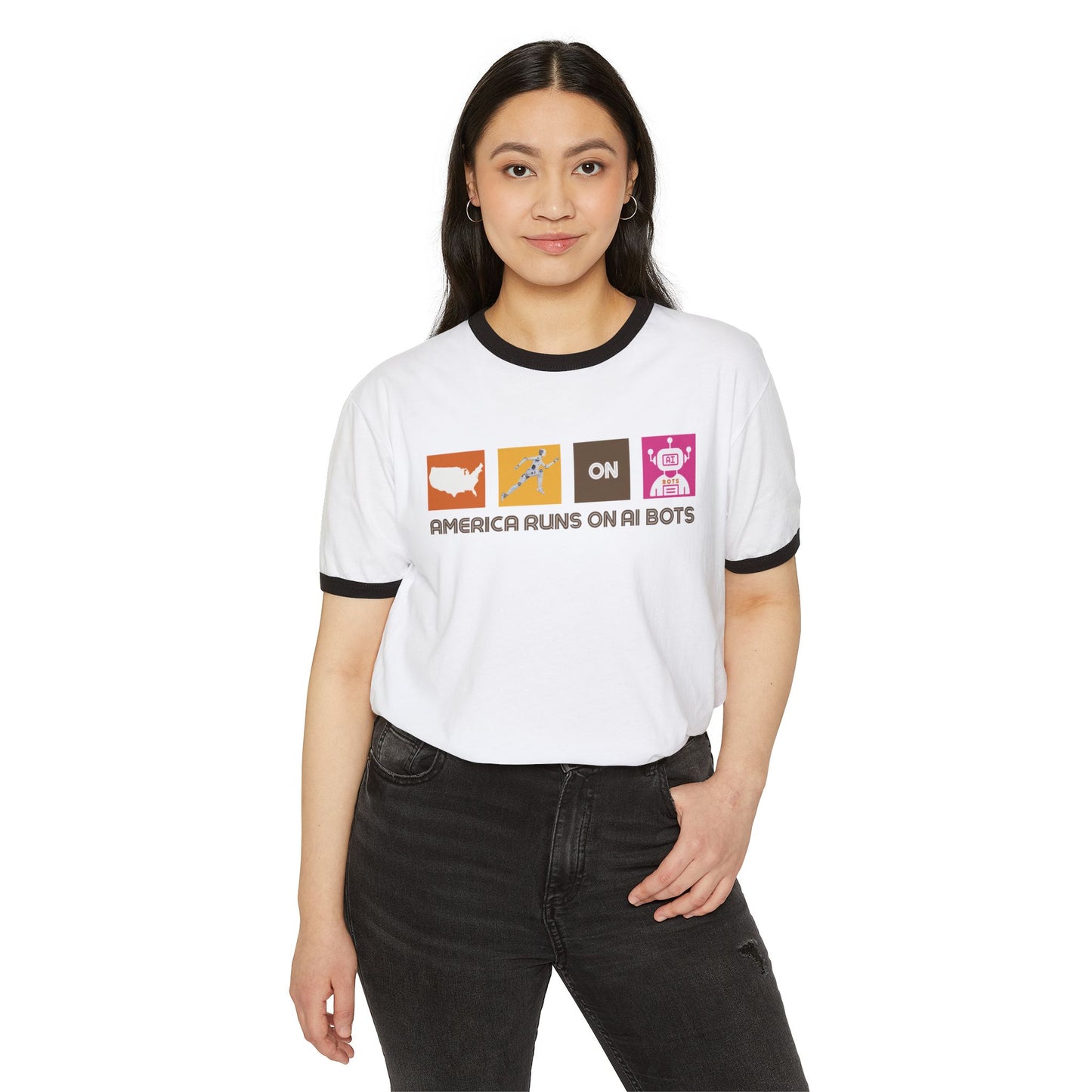 America Runs on AI Bots - Retro Unisex Tee