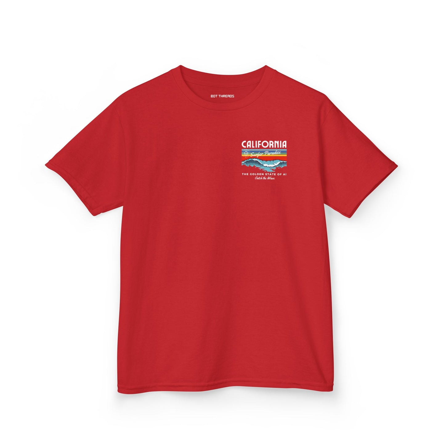 Catch the Wave CA Golden State of AI Themed Kids Heavy Cotton Tee